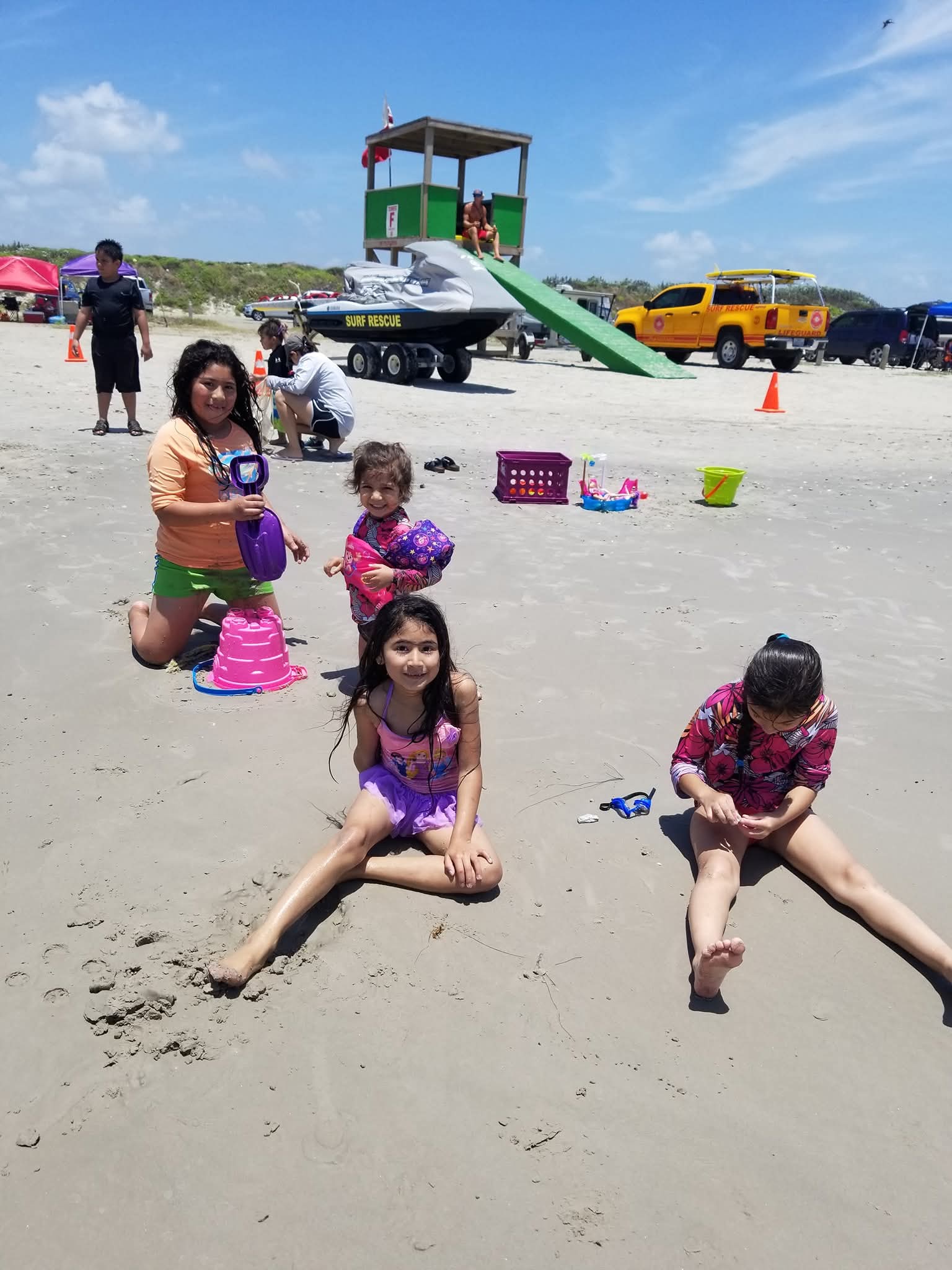 A sunny day at the beach with family